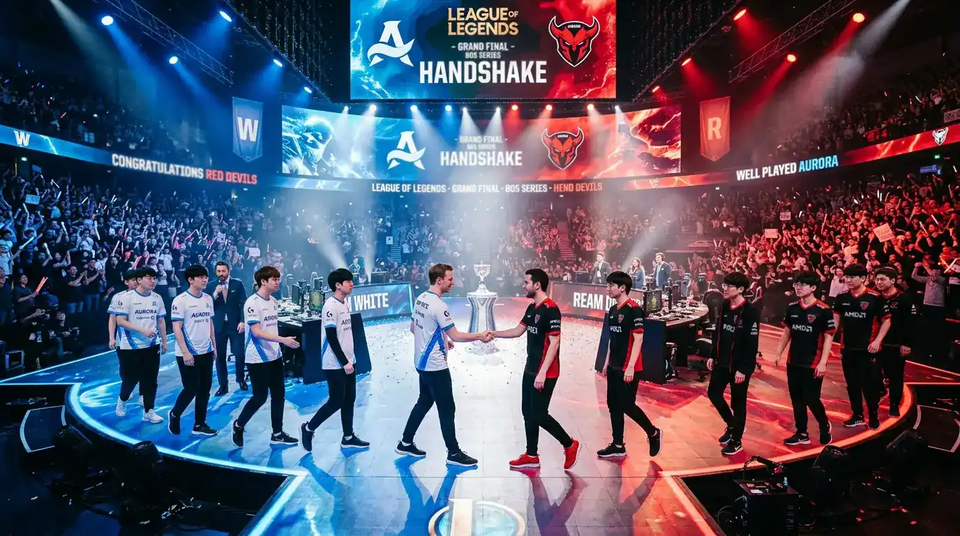 Equipos de la LCK y la LPL enfrentados en un partido del Mundial de League of Legends