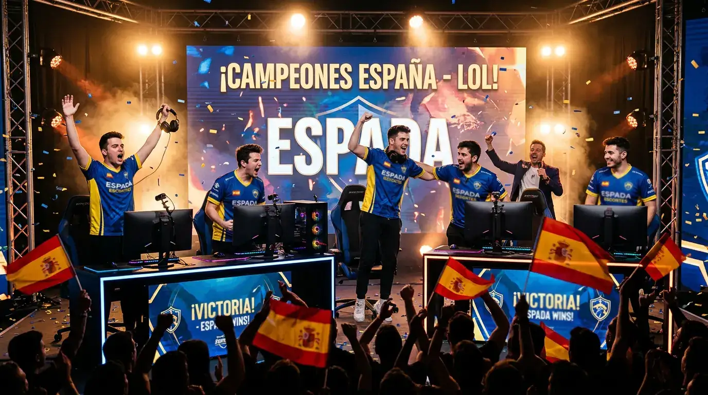 Equipo Movistar KOI sobre el escenario del Mundial de League of Legends