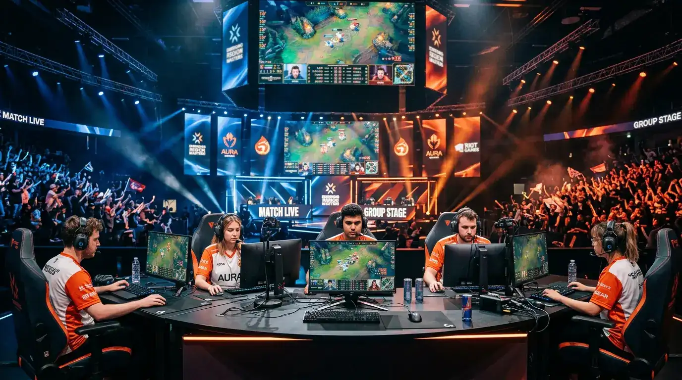 Equipo de una región emergente compitiendo en el escenario del Mundial de League of Legends